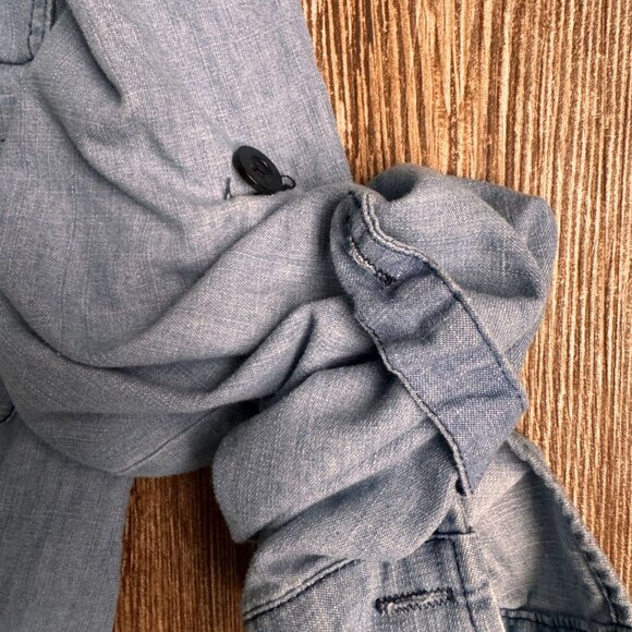 Vtg Denim Long Sleeve Romper Womens XS Button Drawstring‎ Shorts Cowgirl Western - Picture 5 of 8